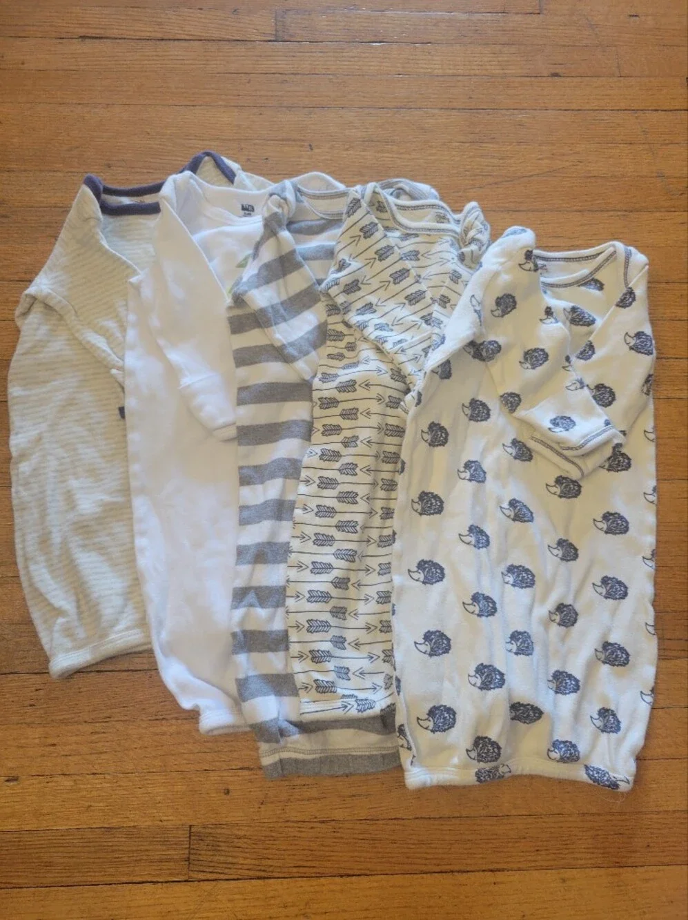 100% Organic Cotton Neutral Gray & White Baby 5- Pc Sleeper Set